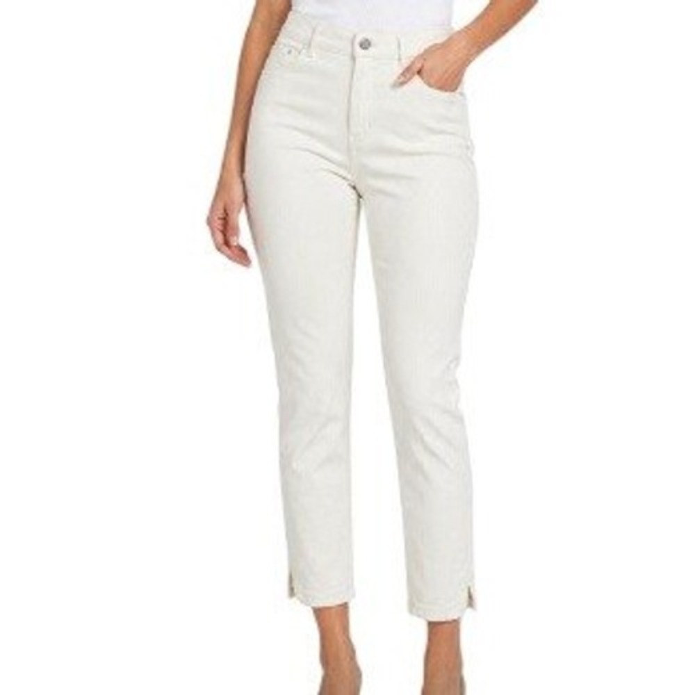 J. McLaughlin Womens  14 White Cropped Straight Leg Jeans Curved Hem
